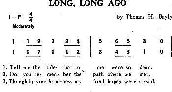 LONG，LONG AGO(英国)_外国歌谱_词曲: