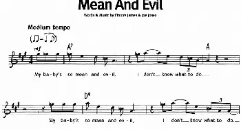 蓝调音乐：Mean And Evil_外国歌谱_词曲: