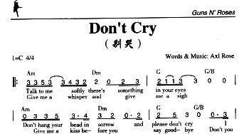 Don't Cry_外国歌谱_词曲: