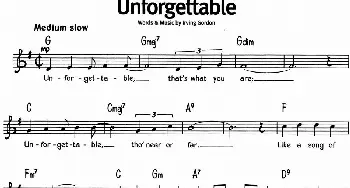 蓝调音乐：Unforgettable_外国歌谱_词曲: