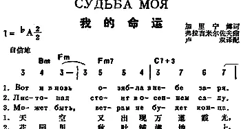 我的命运(前苏联)_外国歌谱_词曲:加里宁娜作词、卢双译配 符拉吉米尔佐夫