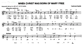 WHEN CHRIST WAS BORN OF MARY FREE_外国歌谱_词曲: