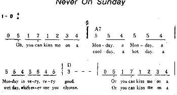 Never On Sunday(美国)_外国歌谱_词曲: