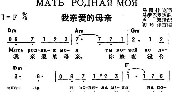 我亲爱的母亲(前苏联)_外国歌谱_词曲:马雷什克作词、卢双译配 马伊巴罗达