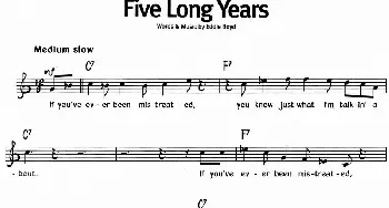 蓝调音乐：Five Long Years_外国歌谱_词曲: