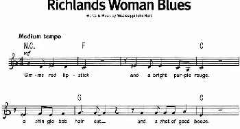 蓝调音乐：Richlands Woman Blues_外国歌谱_词曲: