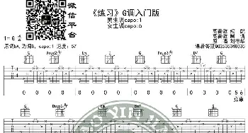 《练习》吉他谱吉他弹唱教学G调入门版 高音教 猴哥吉他教学_歌谱投稿_词曲: