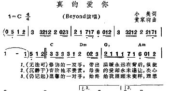 真的爱你_歌谱投稿_词曲:小美 黄家驹