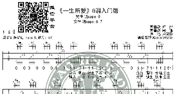 《一生所爱》吉他谱G调入门版 卢冠廷 高音教编配 猴哥吉他教学_歌谱投稿_词曲: