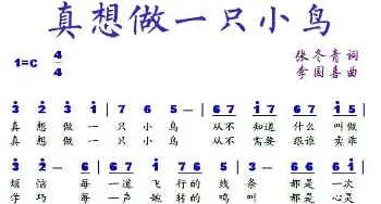 真想做一只小鸟_歌谱投稿_词曲:张冬青 李国喜