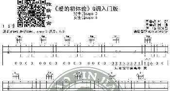 《爱的初体验》吉他谱吉他弹唱教学G调入门版 高音教_歌谱投稿_词曲: