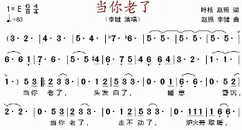 当你老了_歌谱投稿_词曲:叶枝、赵照 赵照、李健