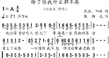 除了你我什么都不要_歌谱投稿_词曲:周兵、邹婷 张瀚元