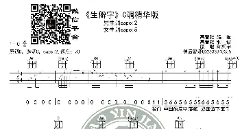 《生僻字》吉他谱C调精华版 陈柯宇 高音教编配_歌谱投稿_词曲: