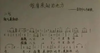 雏鹰展翅的地方_歌谱投稿_词曲:徐佩耕 曹逸臣