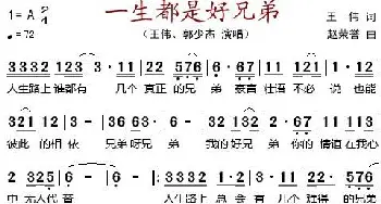 一生都是好兄弟_歌谱投稿_词曲:王伟 赵荣誉