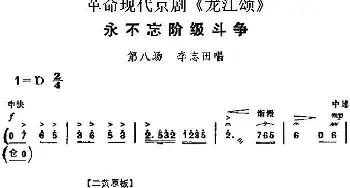 京剧谱 | 革命现代京剧《龙江颂》主要唱段 永不忘阶级斗争 第八场 李志田唱段