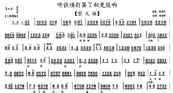 京剧谱 | 听谯楼打罢了初更鼓响《望儿楼》陈幼玲演唱 老骥李记谱版 陈幼玲  老骥李记谱