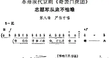 京剧谱 | 革命现代京剧《奇袭白虎团》主要唱段 志愿军从来不怕难 第八场 严伟才唱段