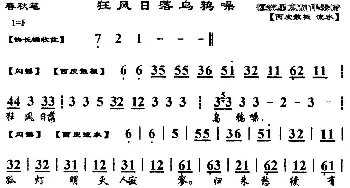 京剧谱 | 狂风日落乌鸦噪 马派《春秋笔》选段 琴谱