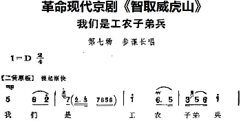 京剧谱 | 革命现代京剧《智取威虎山》主要唱段 我们是工农子弟兵 第七场 参谋长唱段