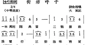 越剧谱 | [越剧曲调]街坊呼子 刘金招  大风记录