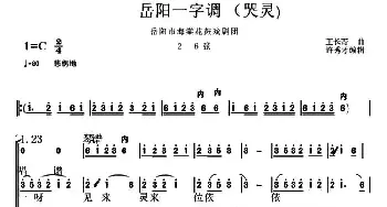 花鼓戏谱 | 岳阳花鼓戏  一字调 哭灵   王长青曲 许秀才编辑