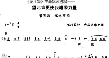 豫剧谱 |《龙江颂》主要唱段选编——望北京更使我增添力量 第五场 江水英唱  唱腔设计 方城县豫剧团