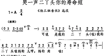 评剧谱 | 哭一声二丫头你的寿命短《杨三姐告状》选段 筱俊亭