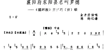 评剧谱 | 襄阳府东阳县名叫罗德《循环报》王三巧[旦]唱段 金开芳  陈钧记谱