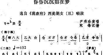 四股弦 昏昏沉沉如在梦 选自《清查府》西羌胡女唱段 尹秀珍  宋锋记谱