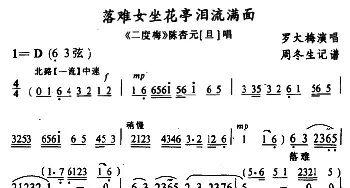 武陵戏 落难女坐花亭泪流满面《二度梅》陈杏元唱段 罗大梅  周冬生记谱