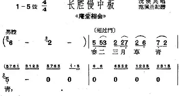 沪剧曲调 长腔慢中板 选自《庵堂相会》沈侠民  范佩兰记谱