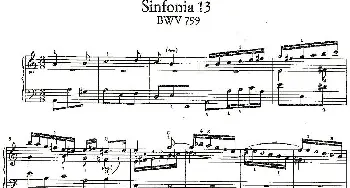 Sinfonia 13 BWV-799(钢琴谱)