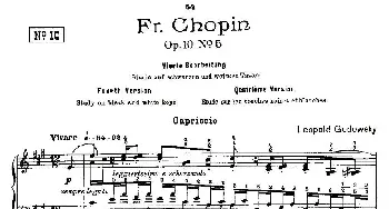 肖邦《练习曲》Fr.Chopin Op.10 No5-4(钢琴谱) Godowsky改编