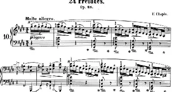 肖邦 24首钢琴前奏曲 Op.28 No.10 升C小调(钢琴谱) 肖邦