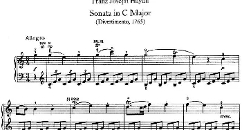 海顿 钢琴奏鸣曲 Hob XVI 3 Divertimento C major(钢琴谱) 海顿