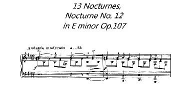 13 Nocturnes, Nocturne No. 12 in E minor (钢琴谱) 加布里埃尔·福雷