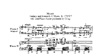 Piano Sonata in c Minor K.475,457 - 2 Pianos(钢琴谱) 沃尔夫冈·阿玛多伊斯·莫扎特曲 格里格改编