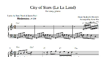 City of Stars(钢琴谱) JustinHurwitz