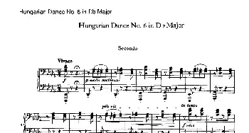 Hungarian Dance for four hands No 6 in Db Major(钢琴谱) 约翰内斯·勃拉姆斯