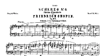 肖邦 钢琴谐谑曲 Chopin Scherzo(钢琴谱)