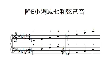 降E小调减七和弦琶音(钢琴谱)