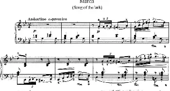 柴可夫斯基 四季 3月 云雀之歌 g小调 Song of the Lark G minor(钢琴谱) 柴可夫斯基