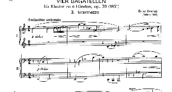 Vier Bagatellen Op.70(钢琴谱) 厄恩斯特·克热内克