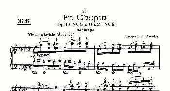 肖邦《练习曲》Fr.Chopin Op.10 No5 & Op.25 No9(钢琴谱) Godowsky改编