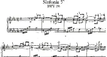 Sinfonia 5*) BWV-791(钢琴谱) 巴赫