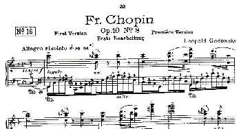 肖邦《练习曲》Fr.Chopin Op.10 No8-1(钢琴谱) Godowsky改编