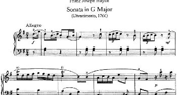 海顿 钢琴奏鸣曲 Hob XVI 8 Divertimento G major(钢琴谱) 海顿