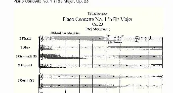 Bb大调第一钢琴协奏曲,Op.23第二乐章(钢琴谱)